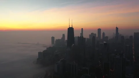 Chicago wrapped in fog Stock Footage 246867923