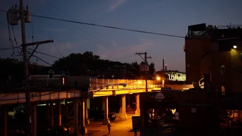 Chicago Wrigley Addison Redline Timelapse Sunset Stock Footage 79020985