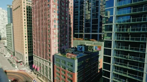 Chicago's rooftop transformed into a verdant haven, complete with a Stock Footage 260997162