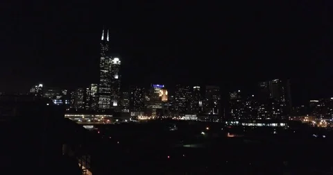 Chicago's skyline at night Stock Footage 81798461
