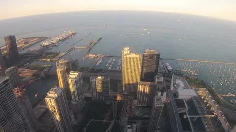 ChicagoSkylinesBirdsEye 库存影片 11981877