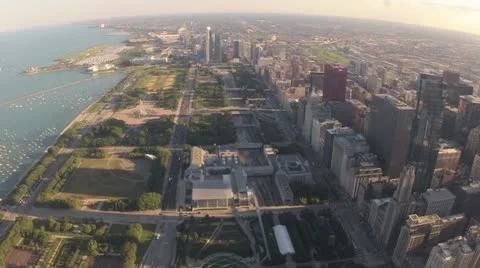 ChicagoSkylinesBirdsEye2 库存影片 11982701