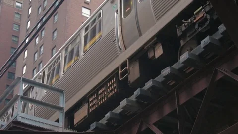 Chicago,train in city Stock Footage 71997603