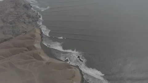 Chicama Puerto Malabrigo Surf Wave Longest Left 4K high drone, Peru Stock Footage 256066205