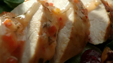 Chichen Breast on Mixed Salad Stock Footage 121110312