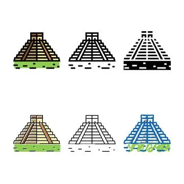 Chichen itza color icon range vector Stock Illustration