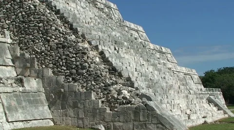 Chichen Itza El Castillo Temple of Kukulcan pyramid details Stock Footage 54089672