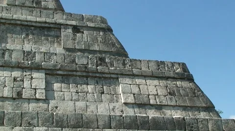 Chichen Itza El Castillo Temple of Kukulcan pyramid details Stock Footage 54090728