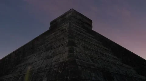 Chichen itza el castillo temple time lapse sunset zoom out Stock Footage 61065686