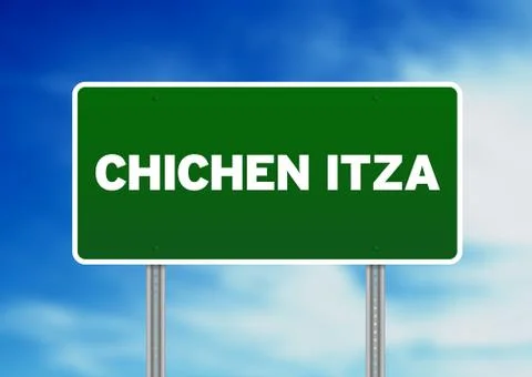Chichen itza highway sign Stock Illustration