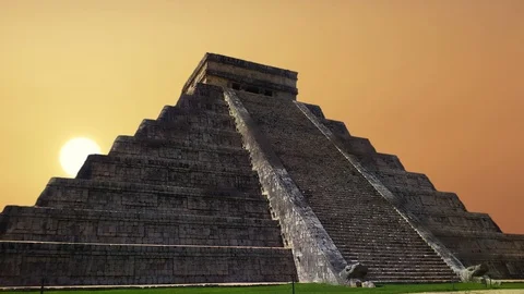 Chichen Itza Maya, Kukulkan Pyramid in Mexico Stock Footage 104008672