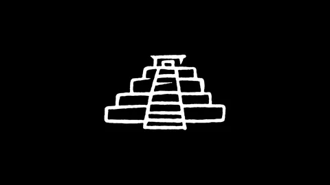 Chichen Itza Mayan Pyramid Icon Stock Footage 345593984