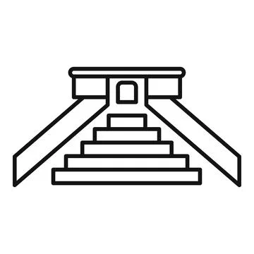 Chichen itza mayan temple pyramid line art icon Stock Illustration