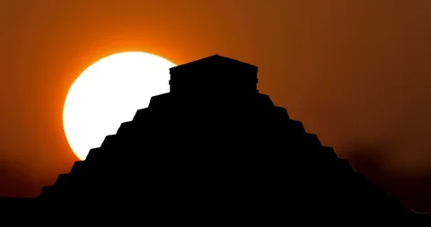 Chichen Itza Mexico Silhouette Timelapse Time Lapse at Sunset. Landmark, symbol Stock Footage 104987406