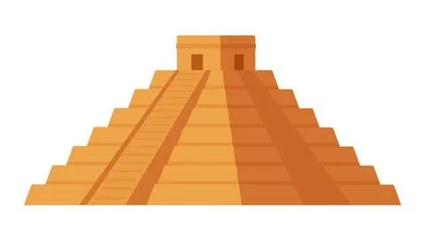 Chichen Itza pyramid flat color icon Illustrazione stock