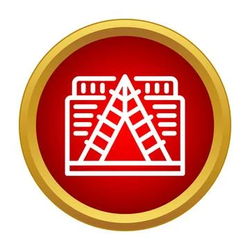 Chichen itza pyramid glyph inside round icon Ilustración de archivo