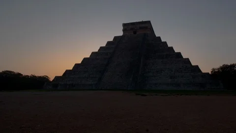Chichen Itza pyramid time lapse during dawn Stock Footage 121241219