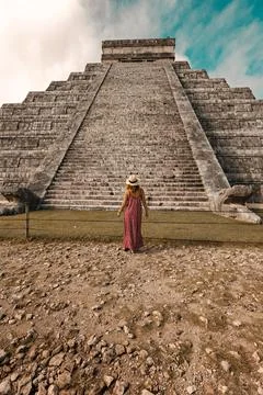 The Chichen-Itza pyramid view in Yucatan, Mexico Stock Photos