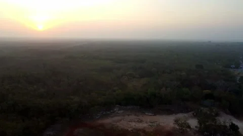 Chichen Itza pyramids and forest early morning in sunrise time Stock Footage 209410570