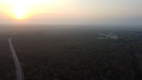 Chichen Itza pyramids and forest early morning in sunrise time Stock Footage 209411814