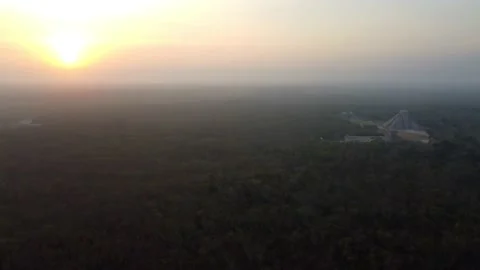 Chichen Itza pyramids and forest early morning in sunrise time Stock Footage 209411855