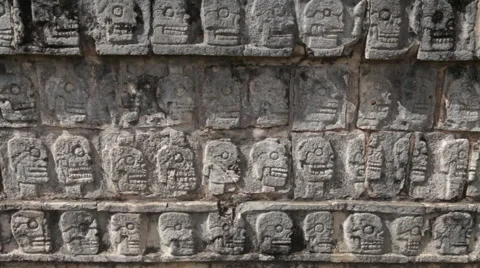 Chichen Itza Sacrificial Skulls Stone Carvings Stock Footage 40696938