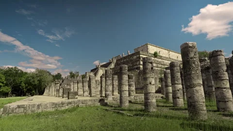 Chichen Itza Temple Of Warriors Columns Entrance View Structure Video stock 311831538