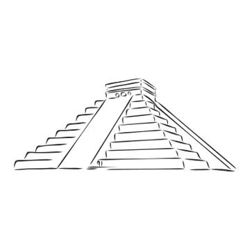 Chichen Itza Tulum the Kukulcan crypt tomb pyramid El Castillo, Carmen. Vecto Stock Illustration