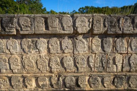 Chichen Itza Tzompantli the Wall of Skulls Stock Photos