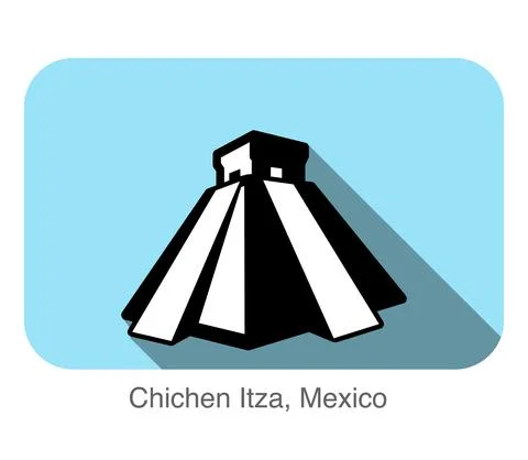 Chichen Itza,Mexico, famous landmark flat icon, Famous scenic spot Ilustración de archivo