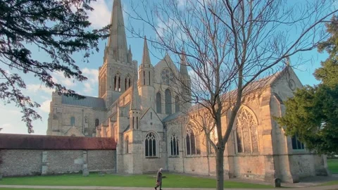 Chichester Cathedral in the evening light  Stock Footage 235927808