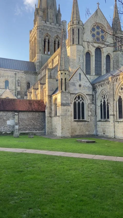 Chichester Cathedral in the evening light  Stock Footage 235928938
