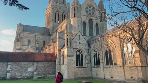 Chichester Cathedral in the evening light Stock Footage 235928964