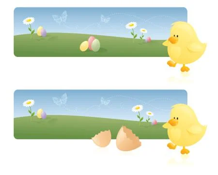 Chick banners Stock Illustration