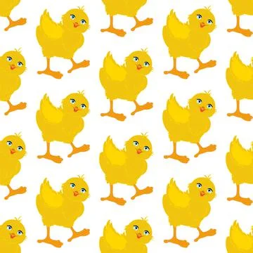 Chick bird cute animal vector illustration seamless pattern Illustrazione stock