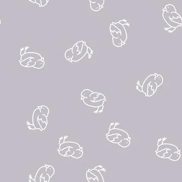 Chick bird line seamless pattern Illustrazione stock