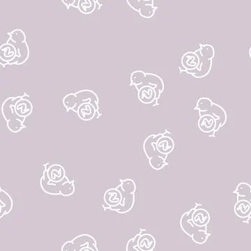 Chick bird meat line vector seamless pattern Stock Illustration