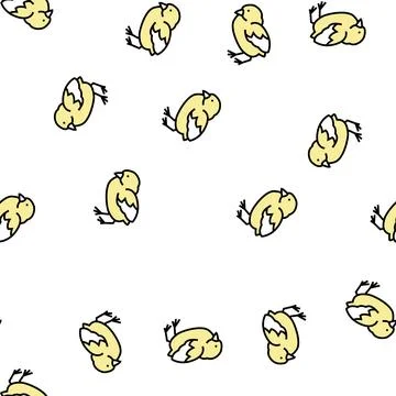 Chick bird vector seamless pattern Stock Illustration