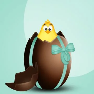 Chick in the chocolate egg Stock Illustration
