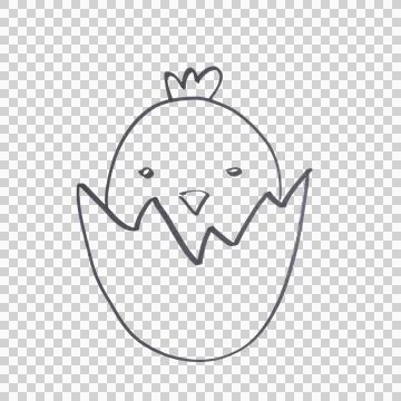A chick coming out of a broken egg drawn with a black marker 스톡 일러스트