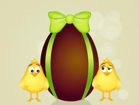 Chick with Easter chocolate egg Illustrazione stock