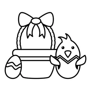 Chick with easter egg on white background 스톡 일러스트