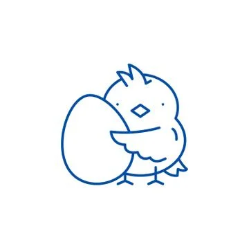 Chick with an egg line icon concept. Chick with an egg flat vector symbol, sign Stock Illustration