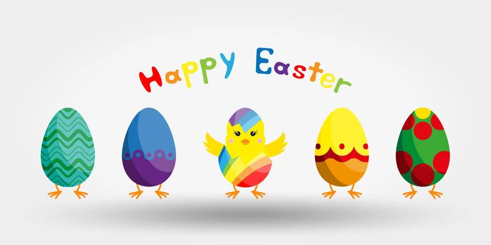 Chick in Eggshell. Icon. Vector illustration. Flat design Stock Illustration