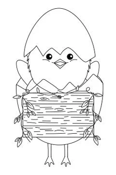 Chick with eggshell Stock Illustration