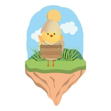 Chick with eggshell イラスト素材