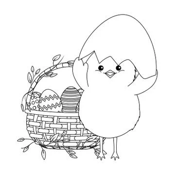 Chick with eggshell 스톡 일러스트