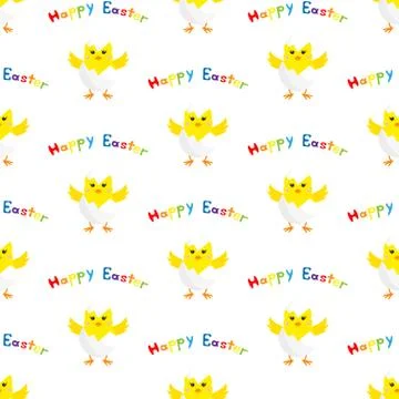 Chick in Eggshell. Seamless vector illustration. Stock Illustration