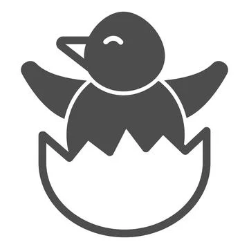 Chick in eggshell solid icon, Happy Easter concept, Chick peeking out of egg 스톡 일러스트