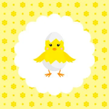 Chick in Eggshell. Vector. Flat. Stock Illustration